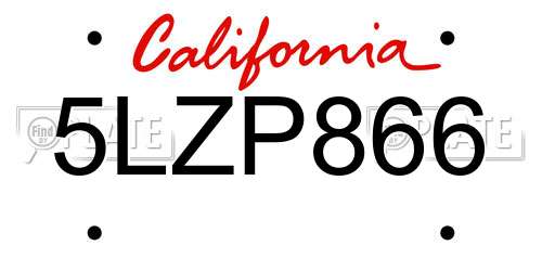5LZP866 California License Plate