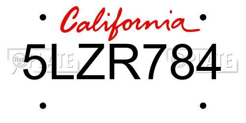 5LZR784 California License Plate