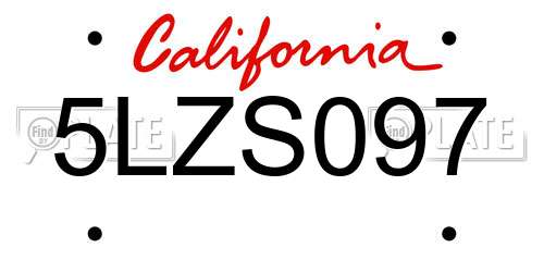 5LZS097 California License Plate