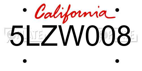 5LZW008 California License Plate