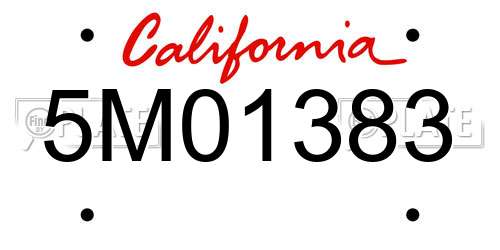 5M01383 California License Plate