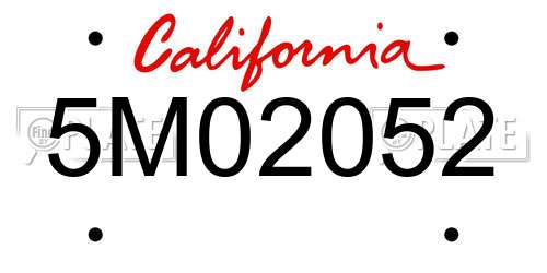5M02052 California License Plate