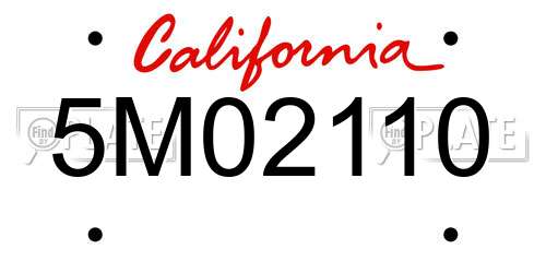 5M02110 California License Plate