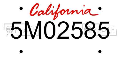 5M02585 California License Plate