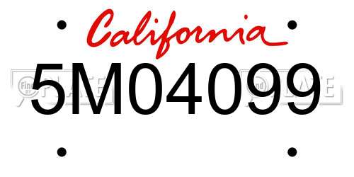 5M04099 California License Plate