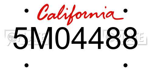 5M04488 California License Plate
