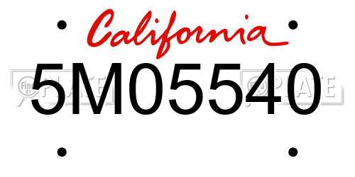 5M05540 California License Plate