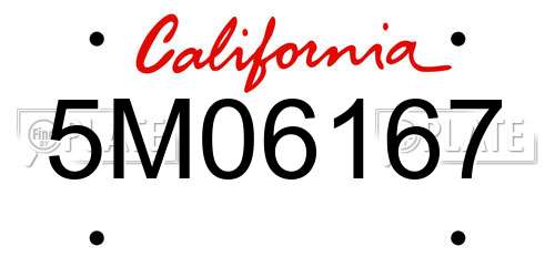 5M06167 California License Plate