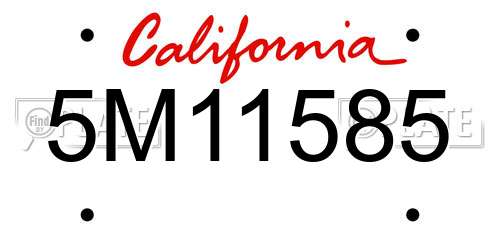 5M11585 California License Plate