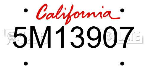 5M13907 California License Plate