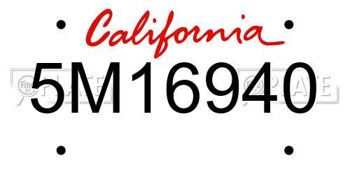 5M16940 California License Plate