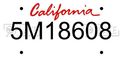 5M18608 California License Plate