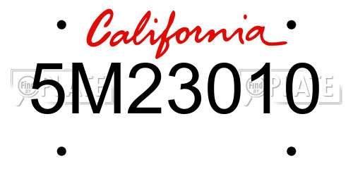 5M23010 California License Plate