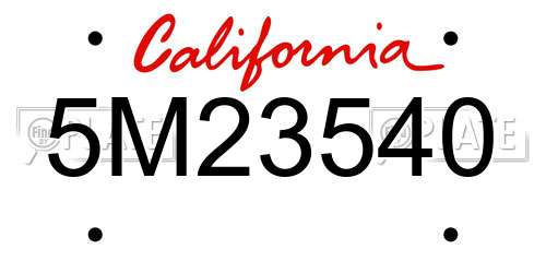 5M23540 California License Plate