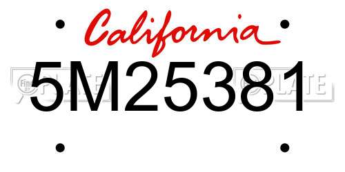 5M25381 California License Plate