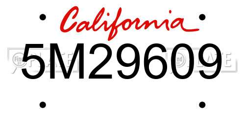 5M29609 California License Plate
