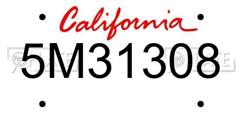5M31308 California License Plate