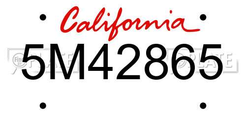 5M42865 California License Plate