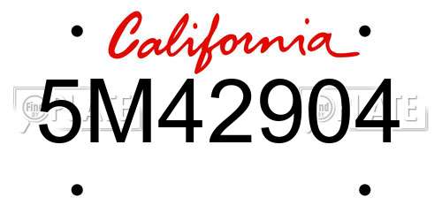 5M42904 California License Plate