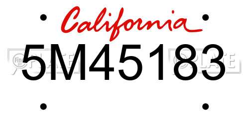 5M45183 California License Plate