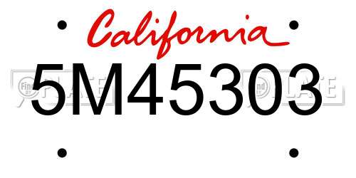 5M45303 California License Plate