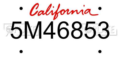 5M46853 California License Plate