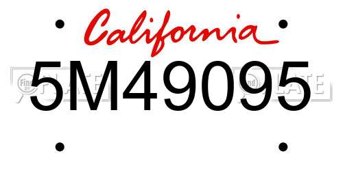 5M49095 California License Plate