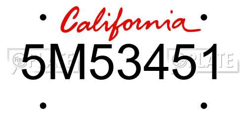 5M53451 California License Plate