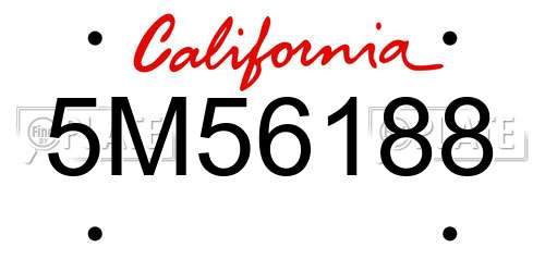 5M56188 California License Plate