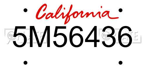5M56436 California License Plate