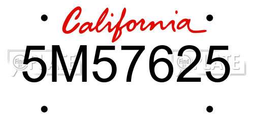 5M57625 California License Plate