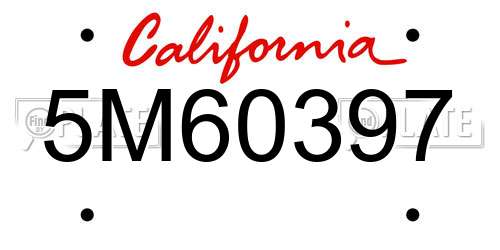 5M60397 California License Plate