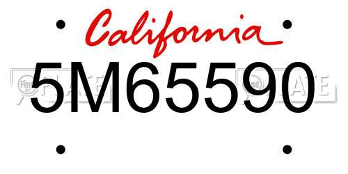 5M65590 California License Plate