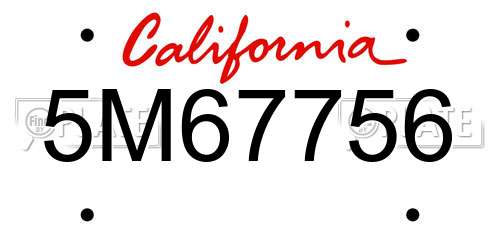 5M67756 California License Plate