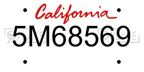 5M68569 California License Plate