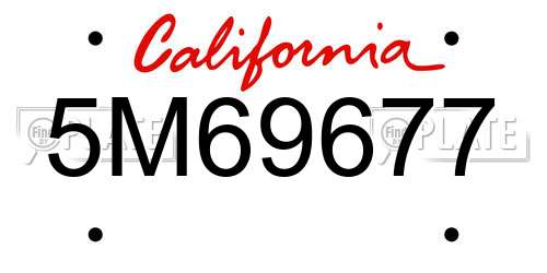 5M69677 California License Plate