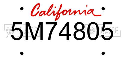 5M74805 California License Plate