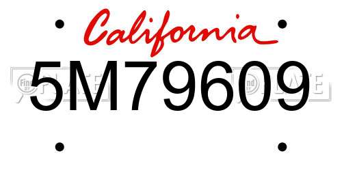 5M79609 California License Plate
