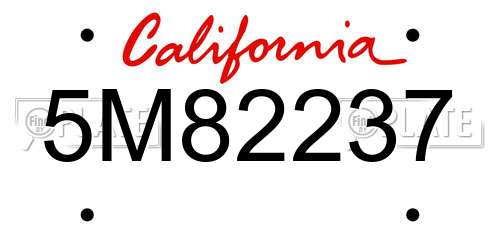 5M82237 California License Plate