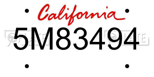 5M83494 California License Plate