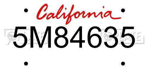 5M84635 California License Plate