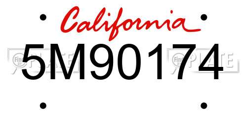 5M90174 California License Plate