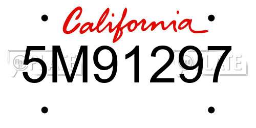 5M91297 California License Plate