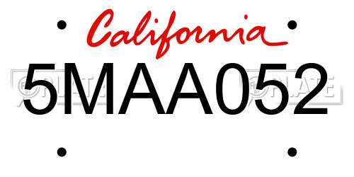 5MAA052 California License Plate
