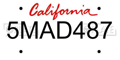 5MAD487 California License Plate