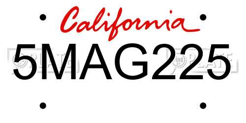 5MAG225 California License Plate