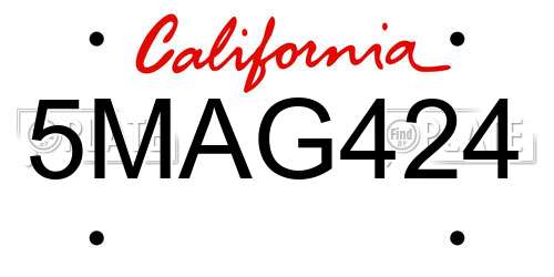 5MAG424 California License Plate