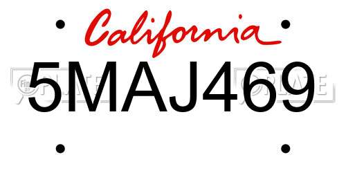 5MAJ469 California License Plate