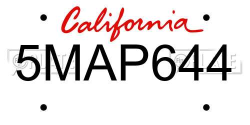 5MAP644 California License Plate