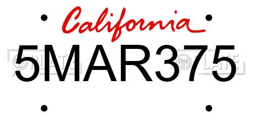 5MAR375 California License Plate